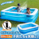 プール ビニールプール 200×150×50cm 【楽天 1位】 家庭用プール 『家でも楽しく水遊びができるハッピーファミリープー』 ファミリープール 200cm×150cm×50cm 子供用プール 水遊び 庭遊び 青 水色 半透明 レビュー高評価 送料無料 【14時迄のあす楽注文で当日発送】